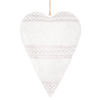Srdce kovové 28cm biele